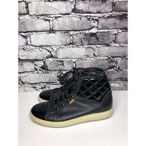 ECCO Soft 7 Black Leather Quilted Comfort Casual Sneakers Shoes Women Sz 38EU/7M